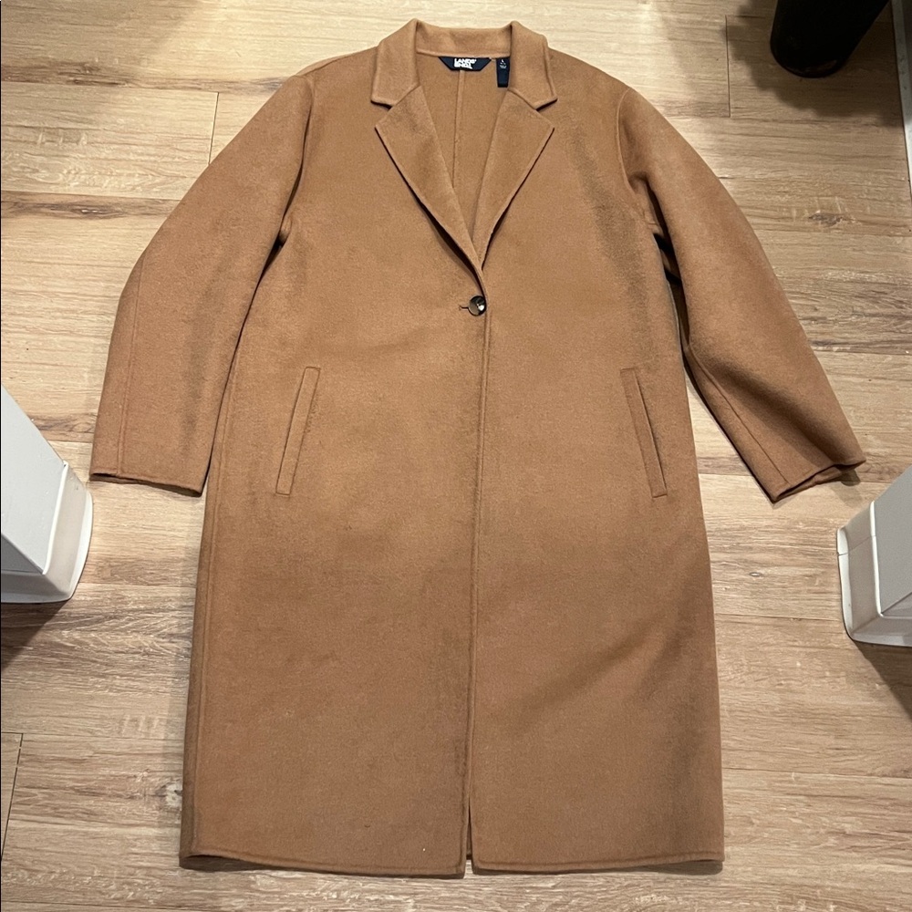 Lands’ End Wool Blend Overcoat - Camel - Size - Large - Picture 4 of 16